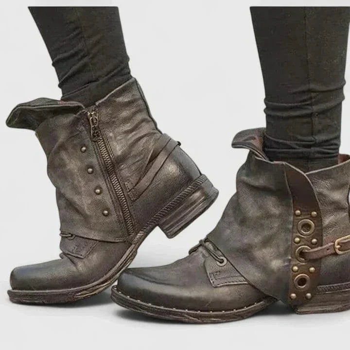 Women's Distressed Buckle-Detail Booties – view 4