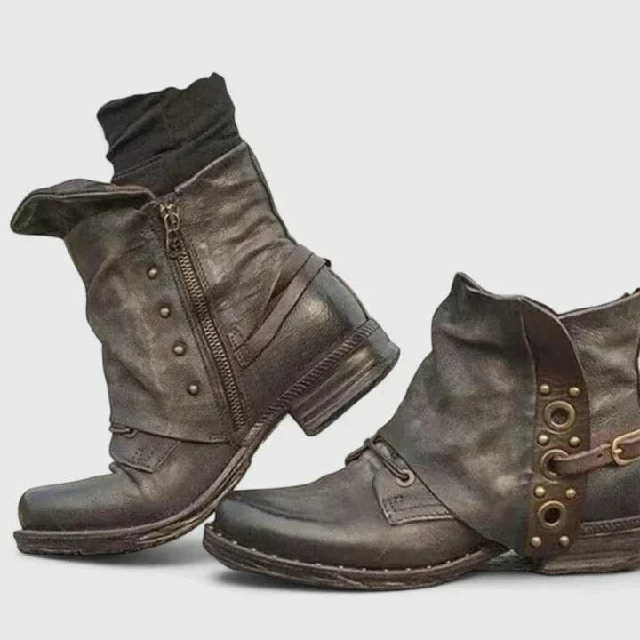 Women's Distressed Buckle-Detail Booties – view 5