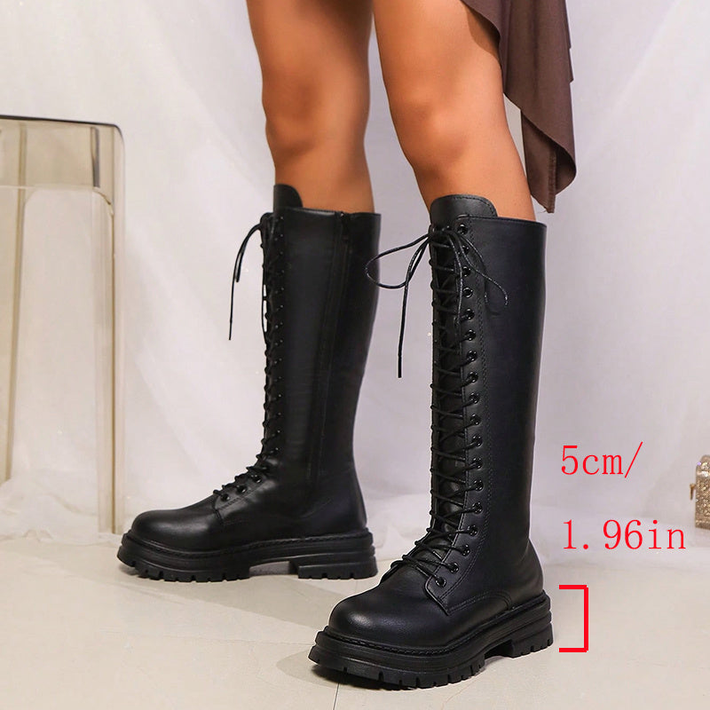 Women's Laced Platform-Sole Knee High Boots – view 4