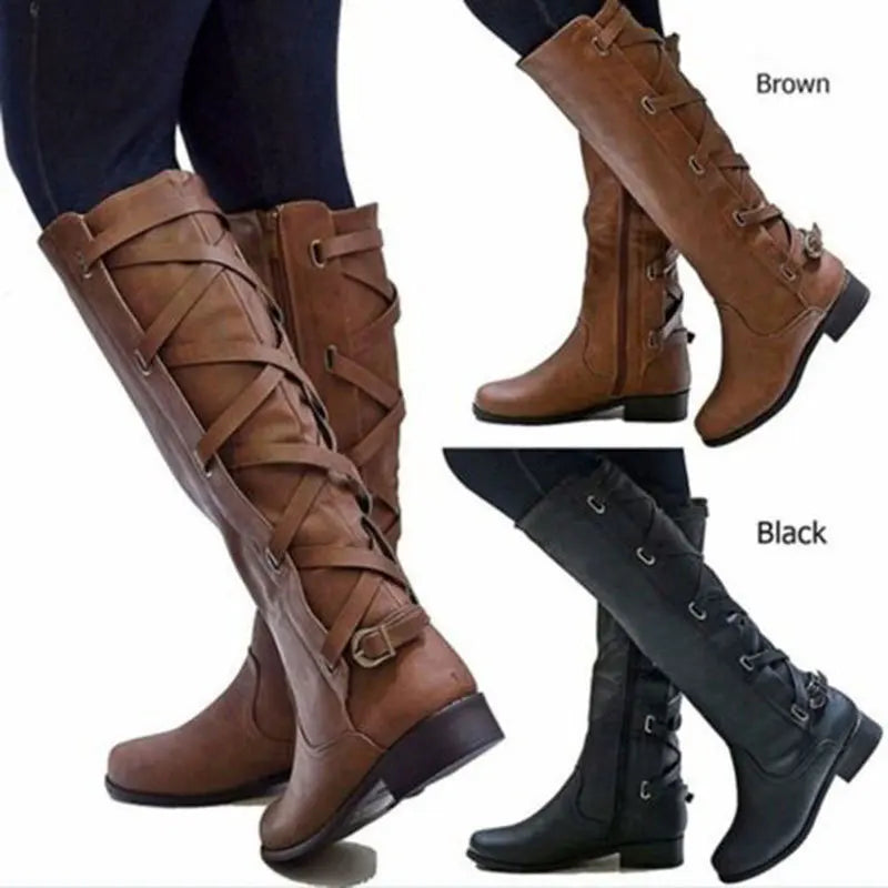 Women's Buckle-Detail Knee High Riding Boots – view 4