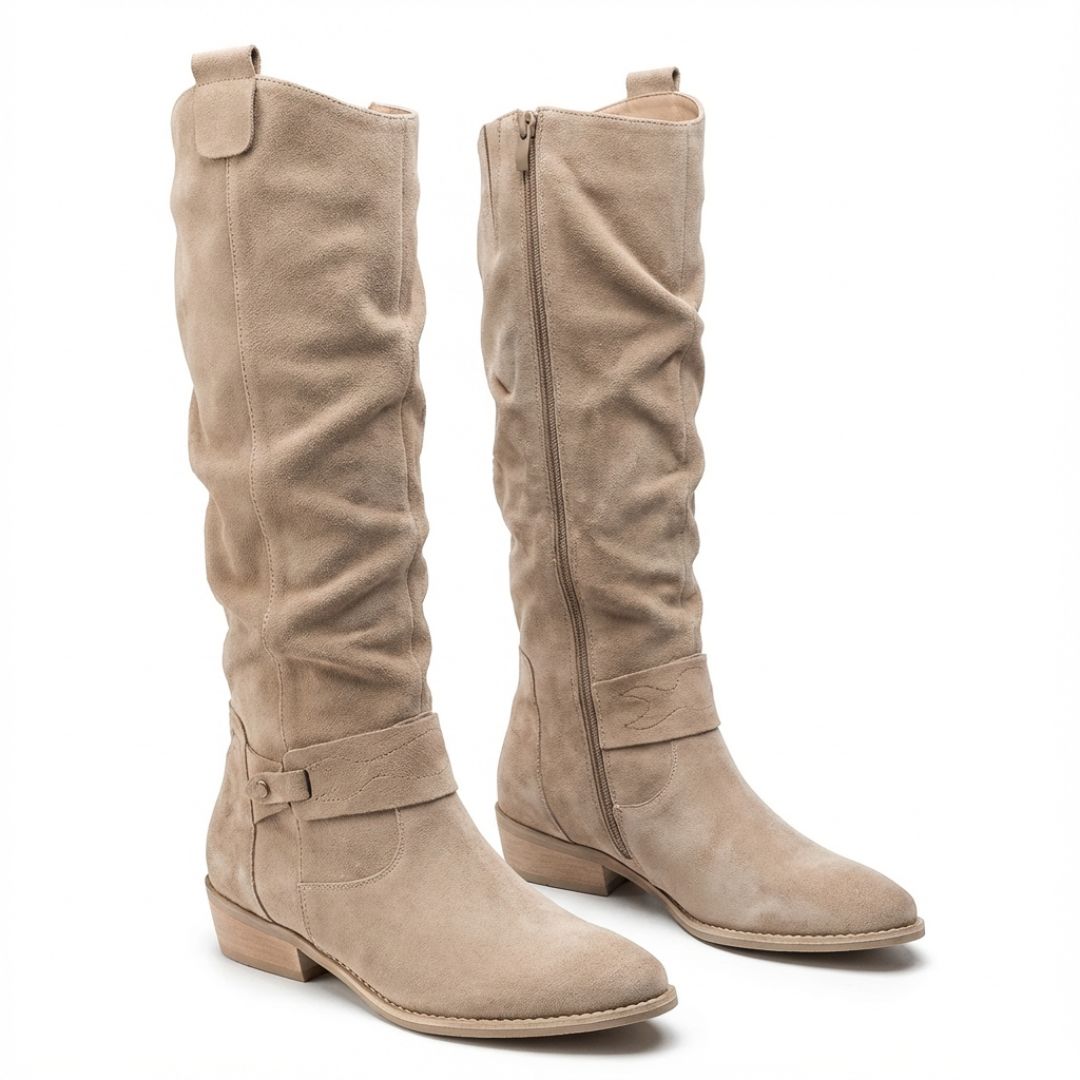 Women's Knee High Slouch Boots for Weekends – Beige