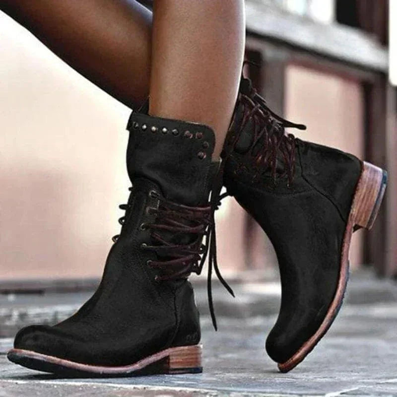 Women's Western Laced Booties – Black