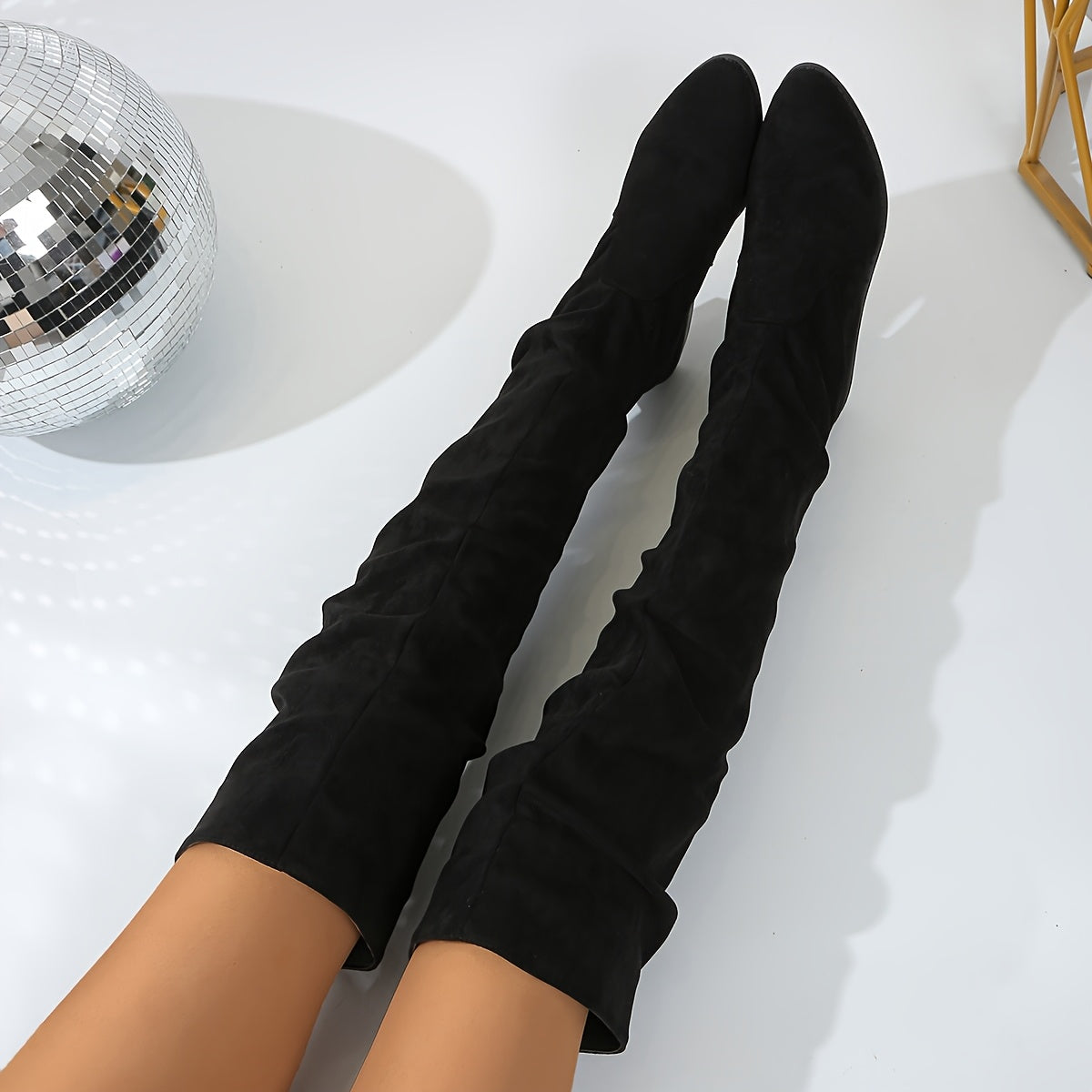 Women's Over-The-Knee Slouch Boots for Layering – Black