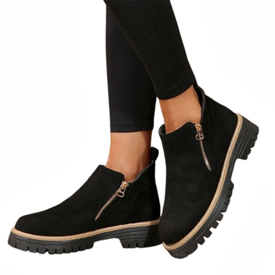 Women's Platform-Sole Lug-Sole Booties with Side Zip – view 1