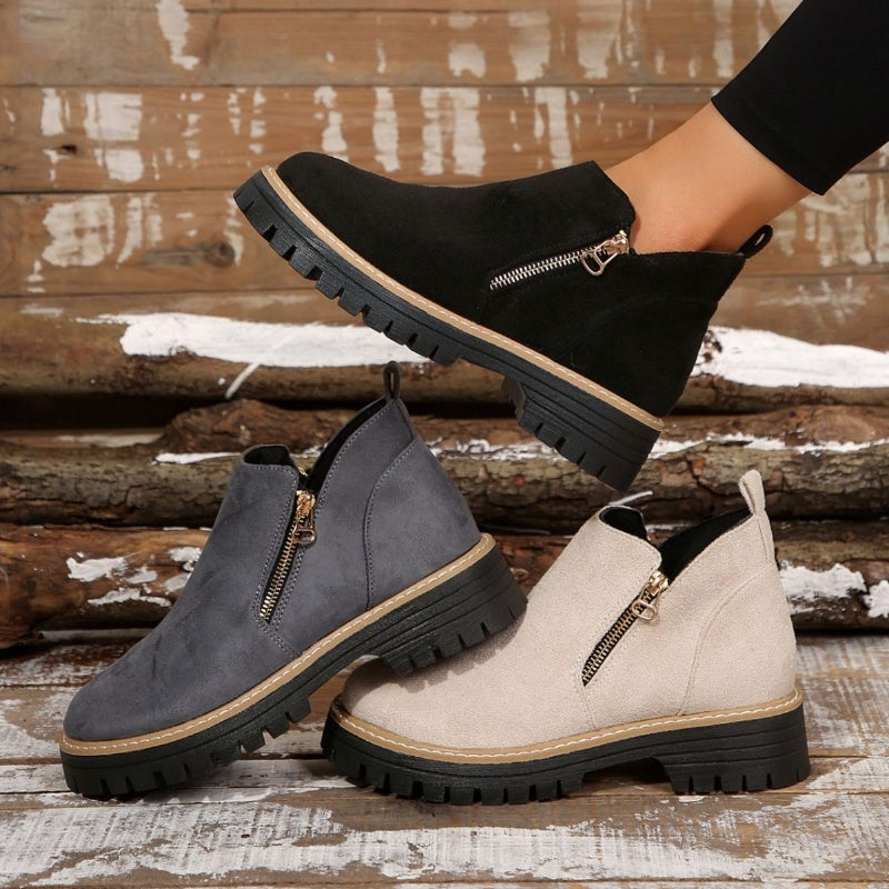 Women's Platform-Sole Lug-Sole Booties with Side Zip – view 2