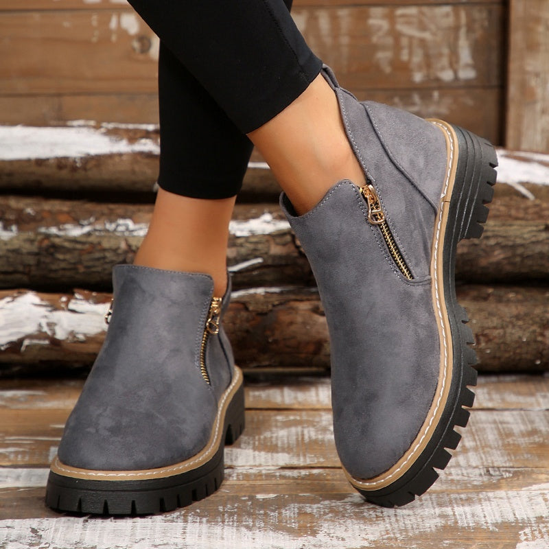 Women's Platform-Sole Lug-Sole Booties with Side Zip – view 3