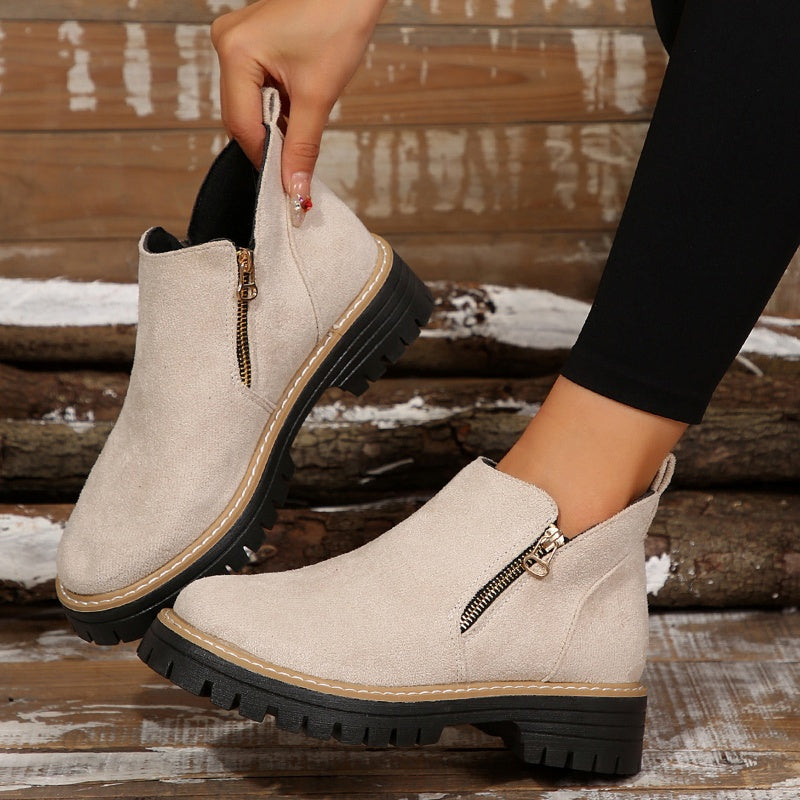 Women's Platform-Sole Lug-Sole Booties with Side Zip – view 4