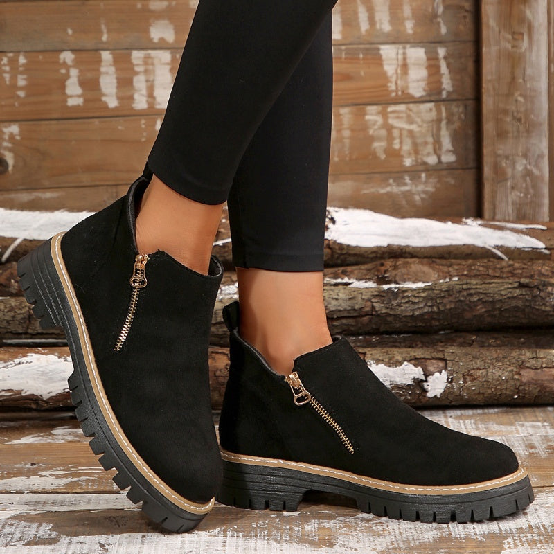 Women's Platform-Sole Lug-Sole Booties with Side Zip – view 5