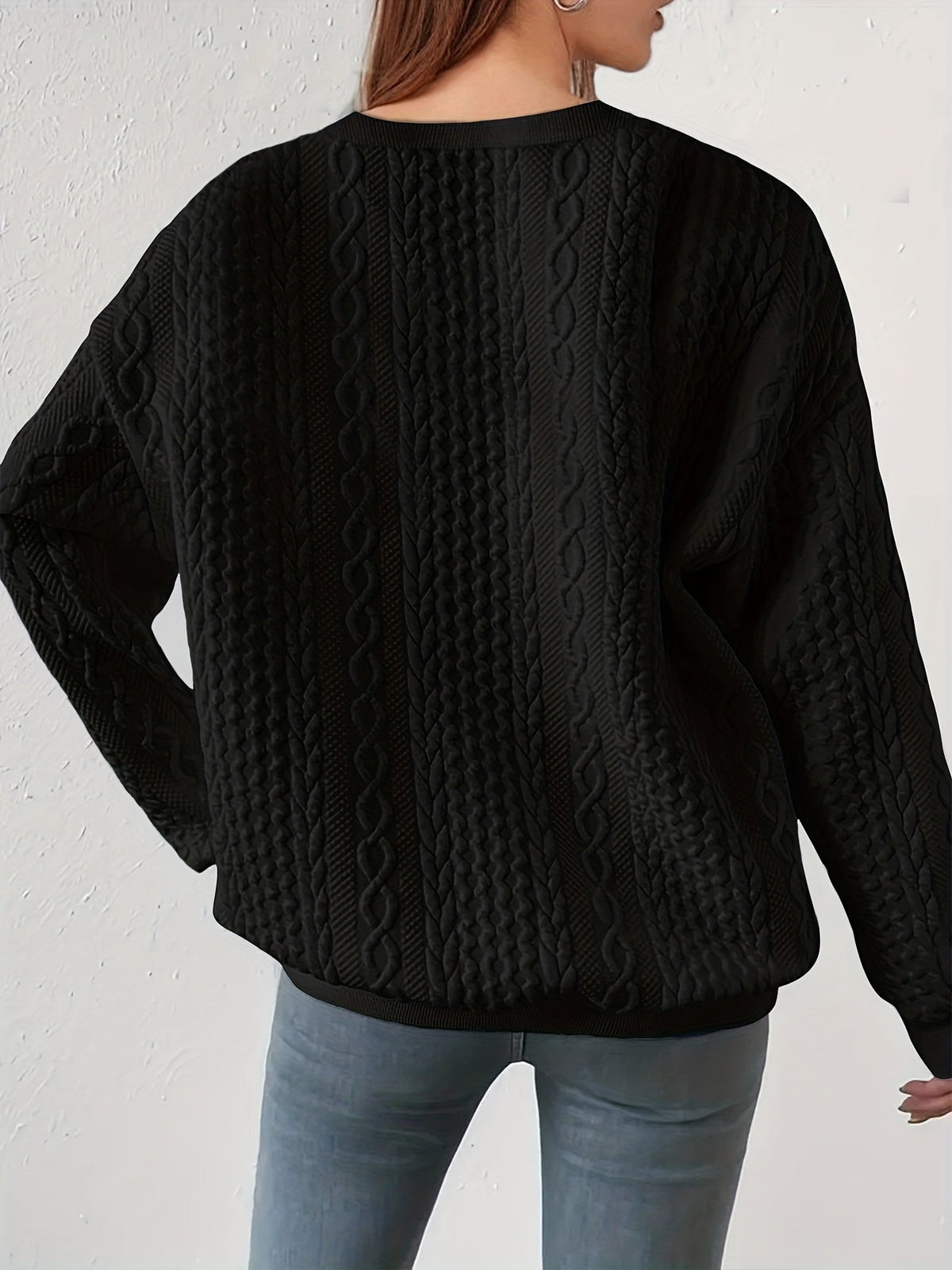 Women's Cable-Stitch Crew-Neck Sweatshirt – view 6
