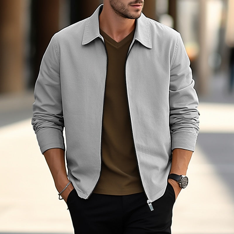 Men's Light-Weight Lapel Overshirt Jacket – Gray