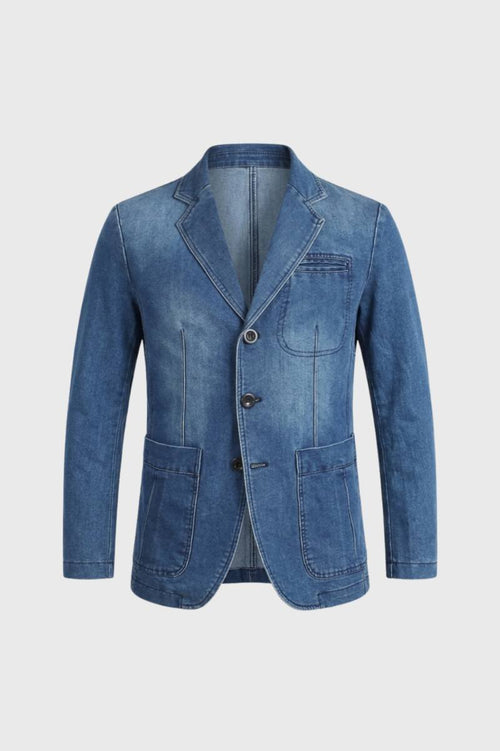 Men's Patch Pocketed Button-Front Fitted Blazer – Blue