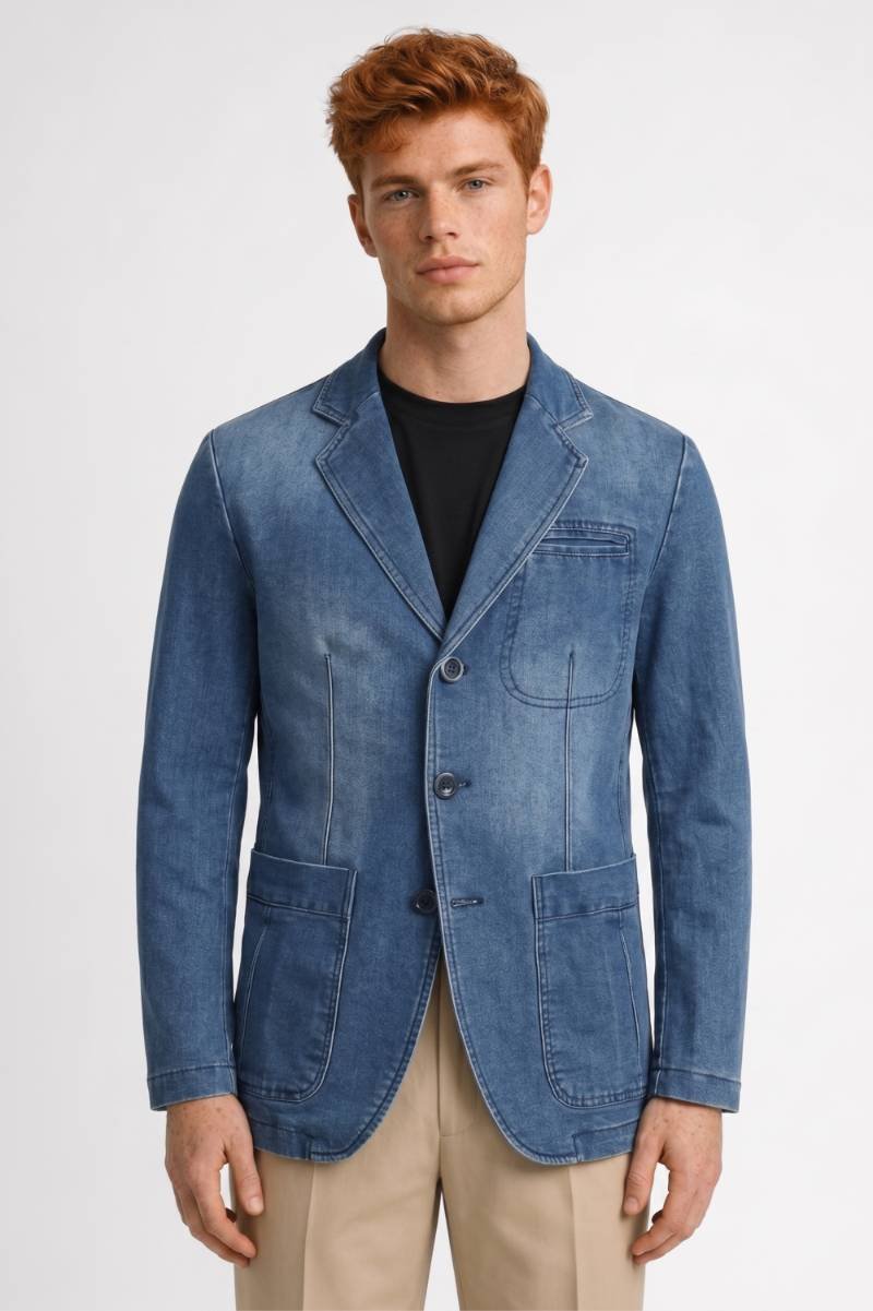 Men's Patch Pocketed Button-Front Fitted Blazer – view 3