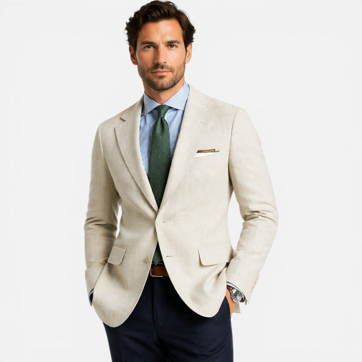 Men's Slim-Cut Fit Linen Warm-Weather Blazer – Beige