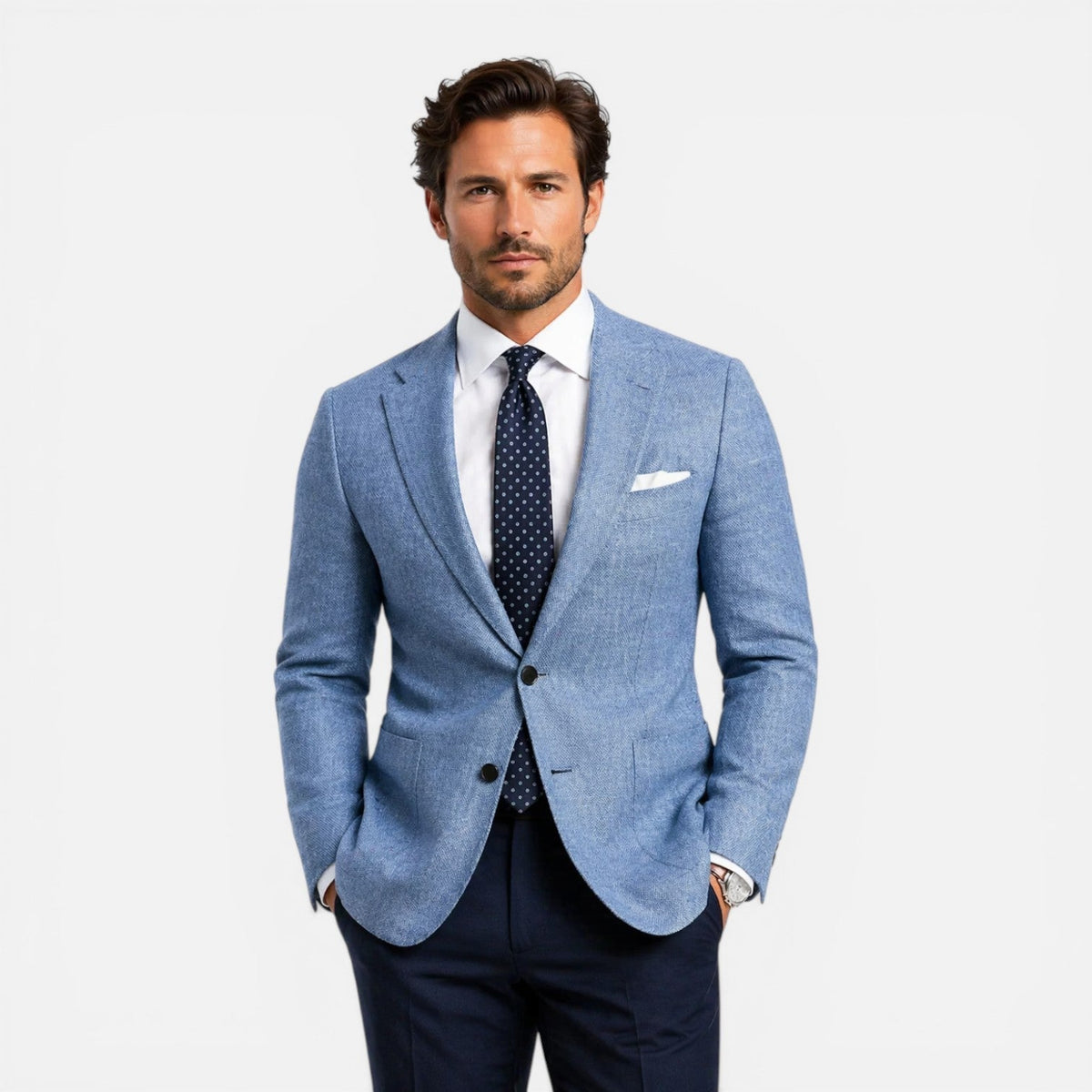 Men's Slim-Cut Fit Linen Warm-Weather Blazer – Blue
