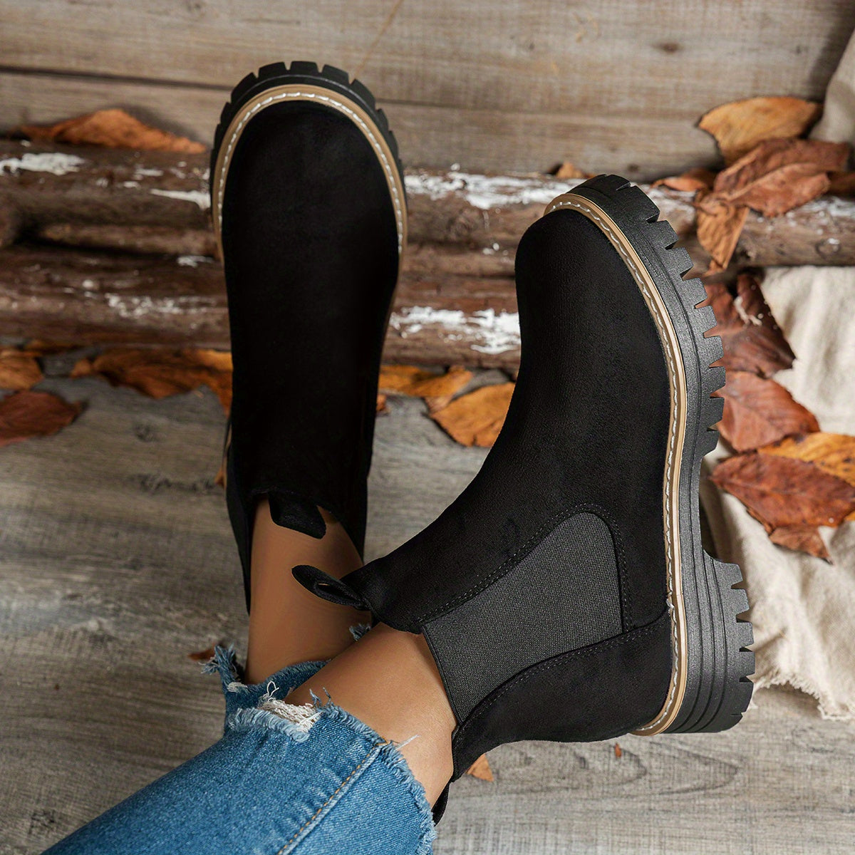 Women's Lug-Sole Chelsea Platform-Sole Booties – view 1