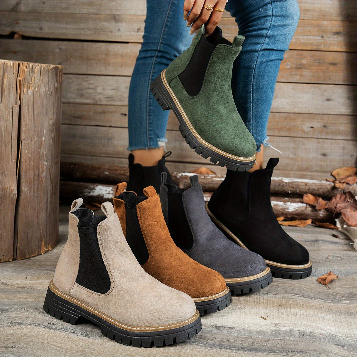 Women's Lug-Sole Chelsea Platform-Sole Booties – view 2