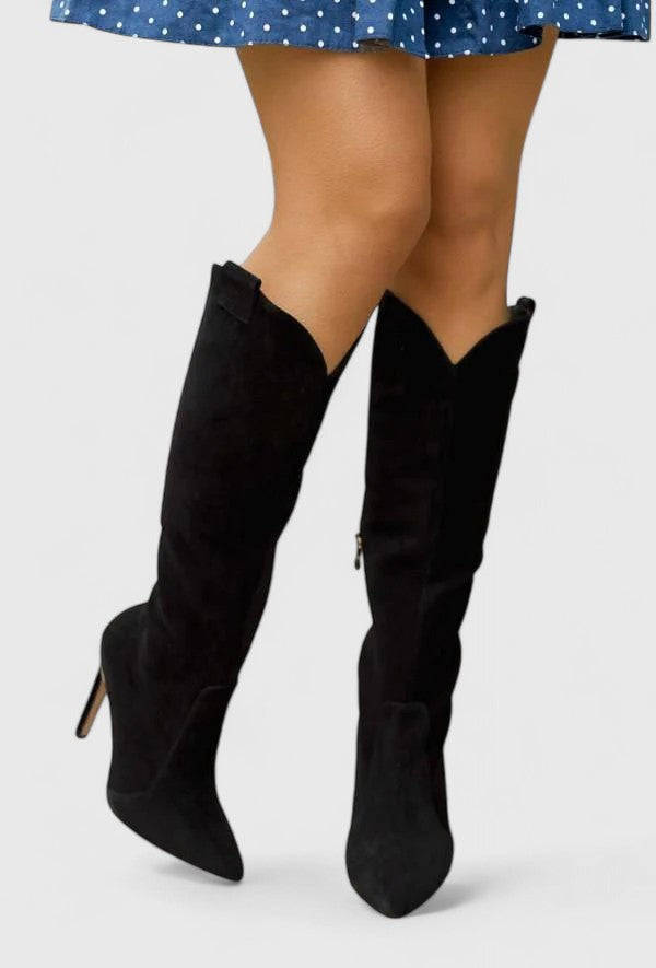 Women's Support Pointed-Toe Boots – Black Suede