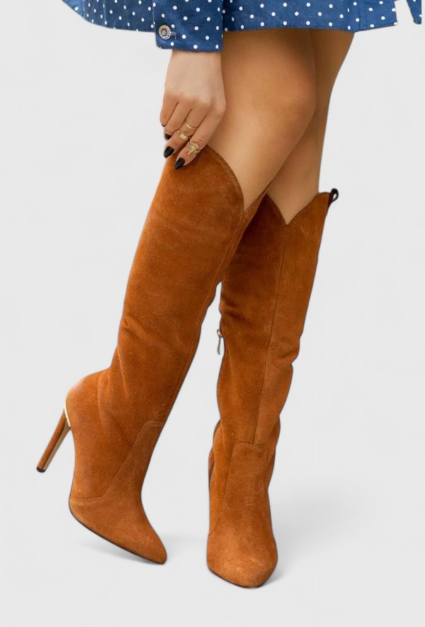 Women's Support Pointed-Toe Boots – Brown Suede