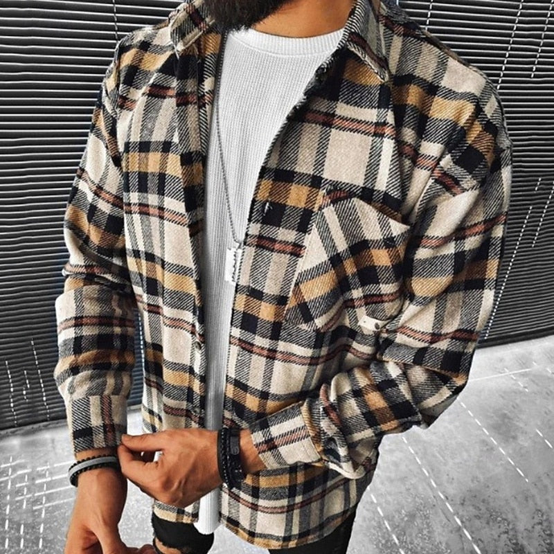 Men's Rugged Checked Overshirt – Khaki