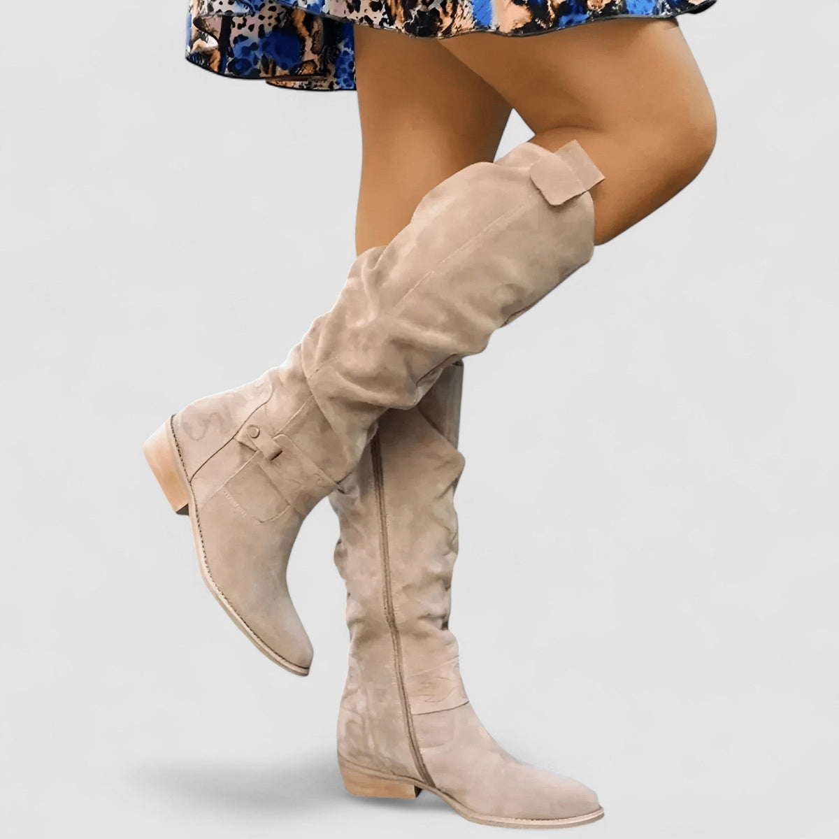 Women's Slouch Knee High Boots for Weekends – Beige