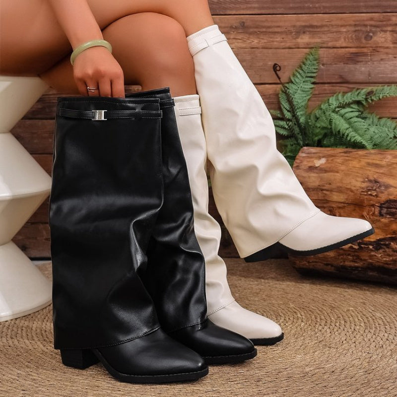 Women's Pointed-Toe Knee-High Slouch Boots for Walking – view 2
