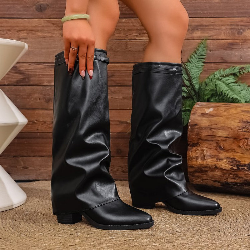 Women's Pointed-Toe Knee-High Slouch Boots for Walking – view 3