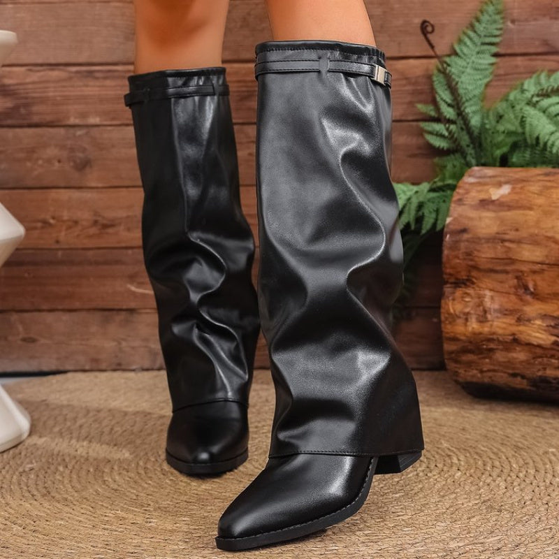 Women's Pointed-Toe Knee-High Slouch Boots for Walking – view 5