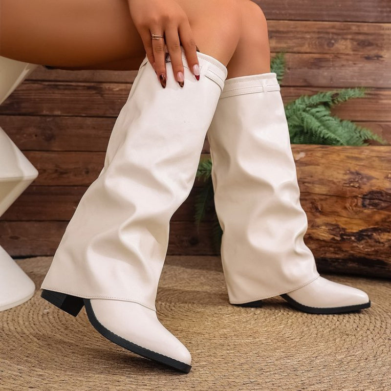 Women's Pointed-Toe Knee-High Slouch Boots for Walking – view 7