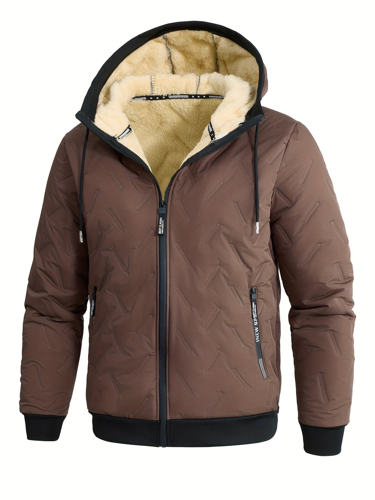 Men's Plush-Lined Hood-Detail Zip-Front Cold-Weather Jacket – view 2