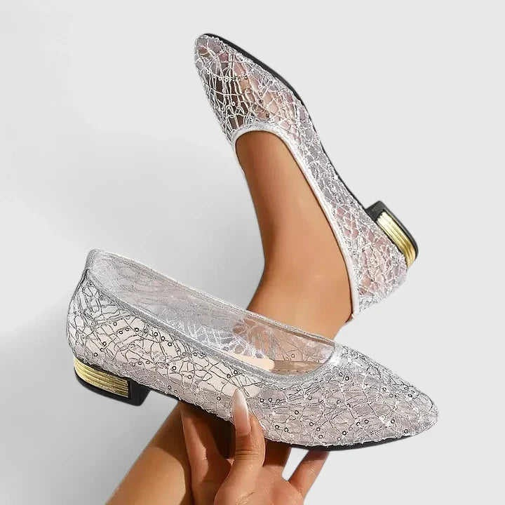 Women's Air-Flow Mesh-Panel Support Shoes – Silver