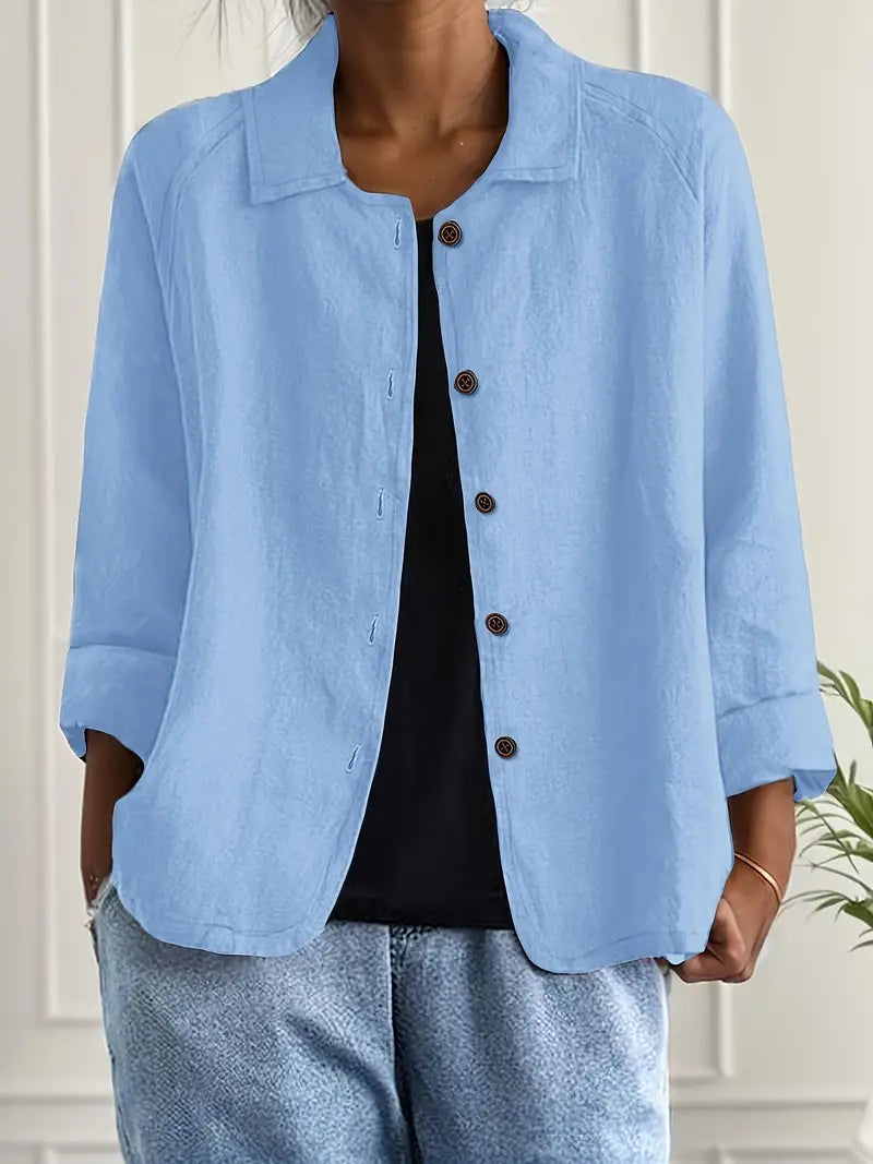 Women's Light-Weight Button Front Jacket – Sky Blue