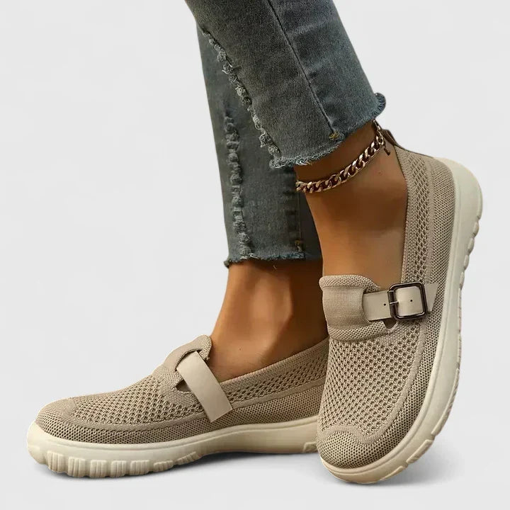 Women's Adjustable Strap Support Loafers – Beige