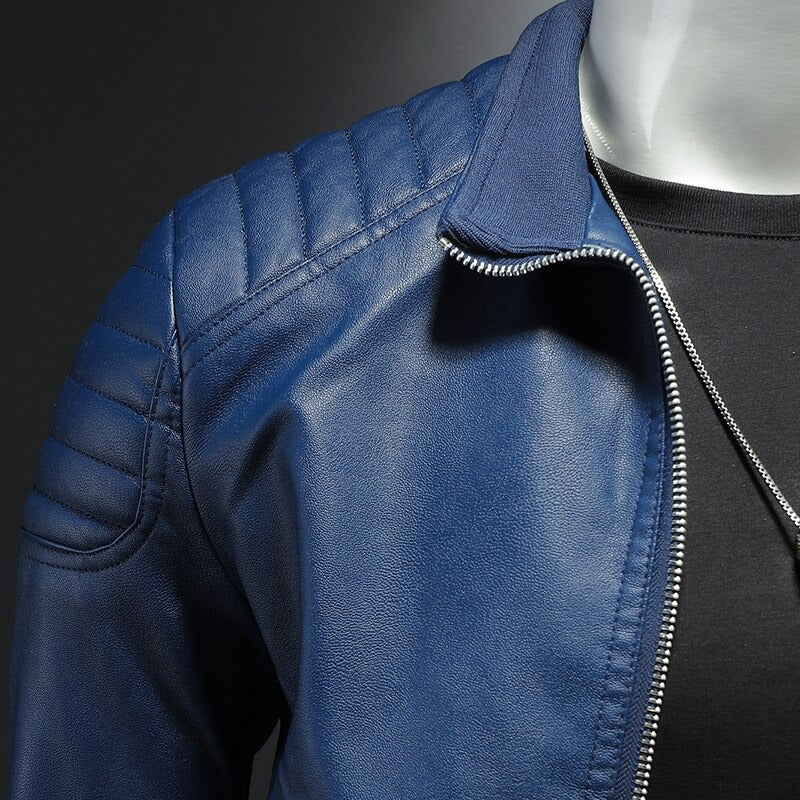 Men's Stand-Collar Zip-Through Biker Jacket for Fall – view 3