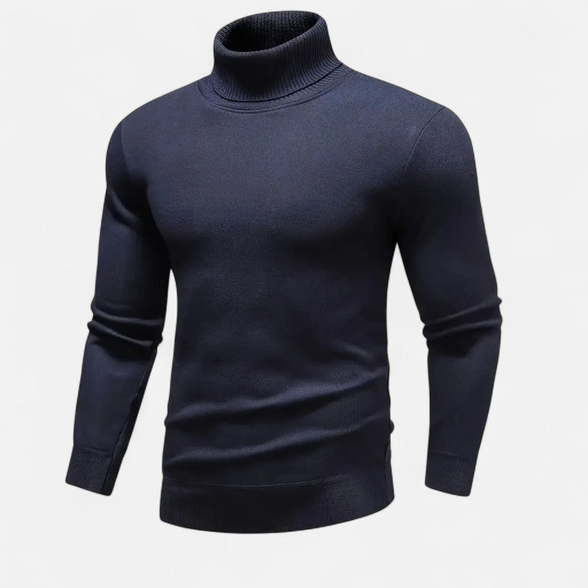 Men's Rib-Knit High-Neck Knit Pullover – Navy