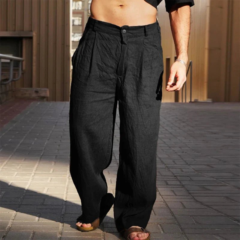 Men's Pleat-Detail Wide-Cut Relaxed-Fit Pants – view 9