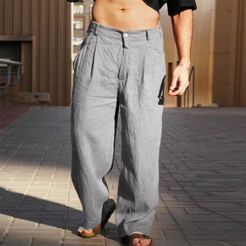 Men's Pleat-Detail Wide-Cut Relaxed-Fit Pants – Gray