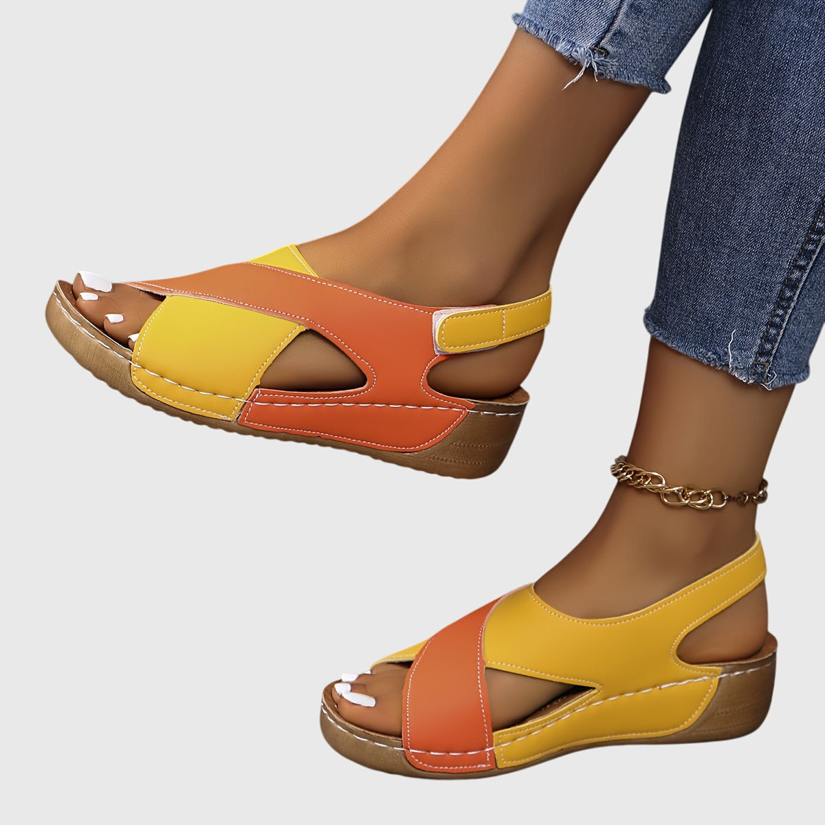 Women's Support Sandals with Adjustable Straps – Orange