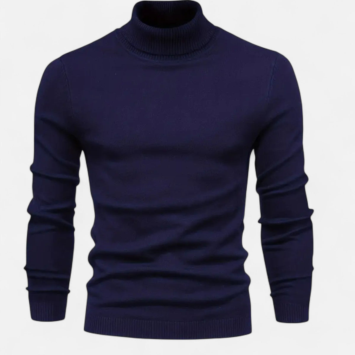 Men's Wool Blend Lapel Neck Pullover for Everyday Wear – Navy