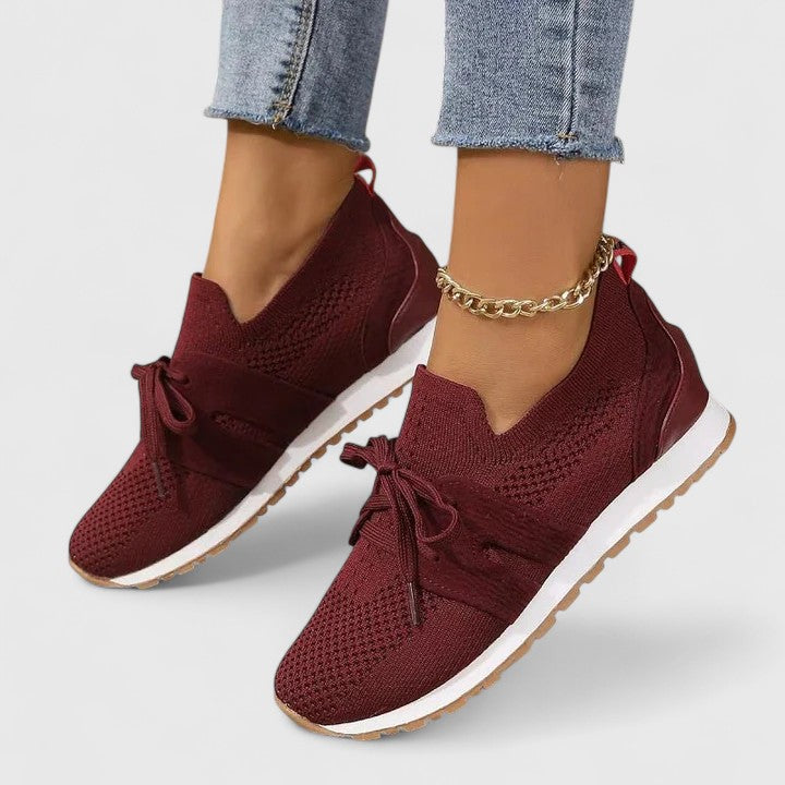 Women's Support Anti-Slip Lace-Detail Sneakers – Red