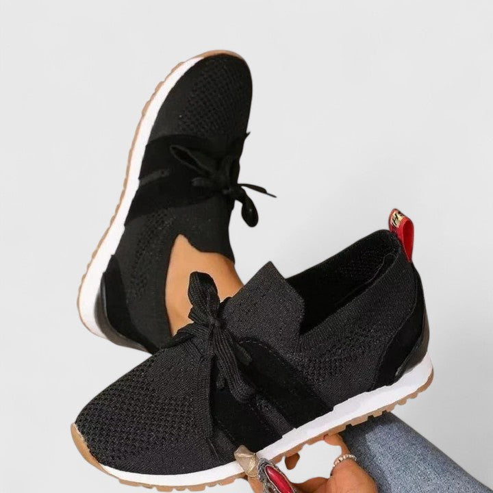 Women's Support Anti-Slip Lace-Detail Sneakers – Black