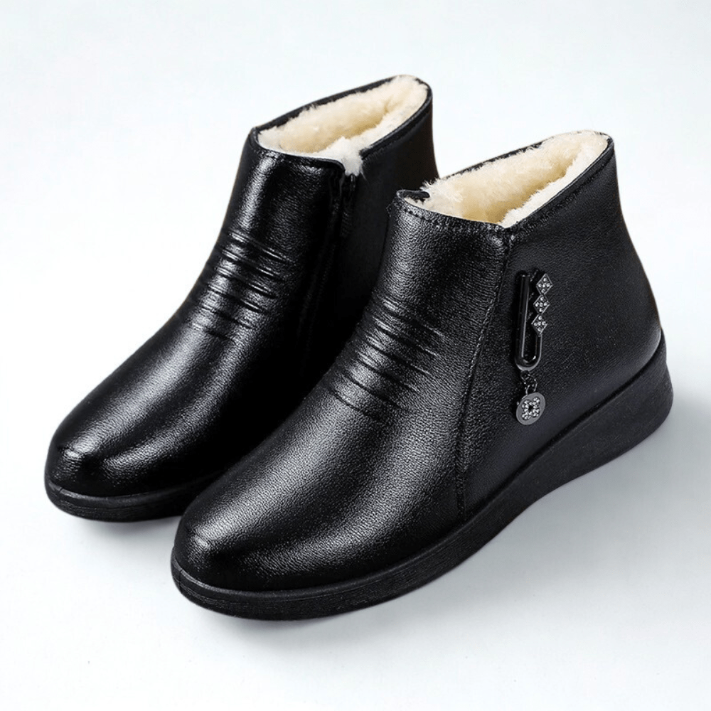Women's Fur-Trimmed Cold-Weather Booties with Side Zip – view 1