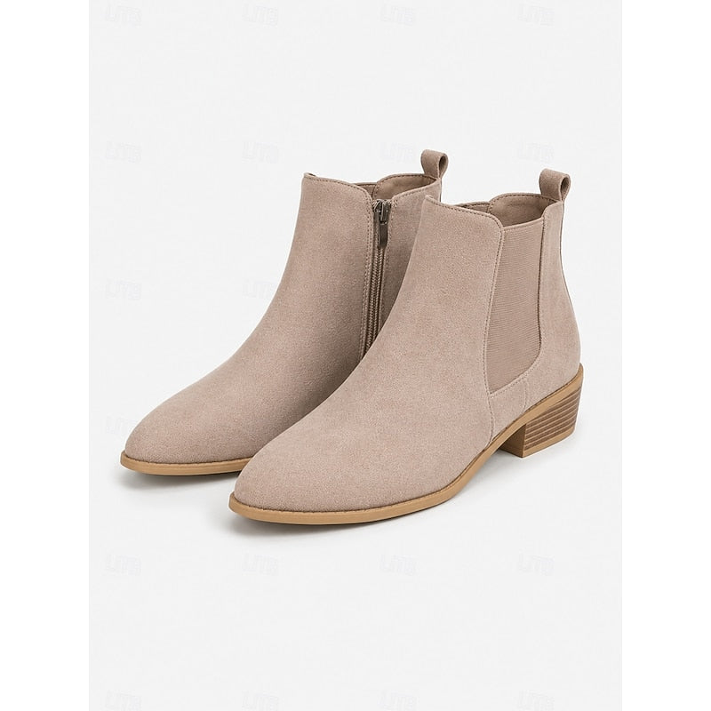 Women's Pointed-Toe Booties with Side Zip – Gray