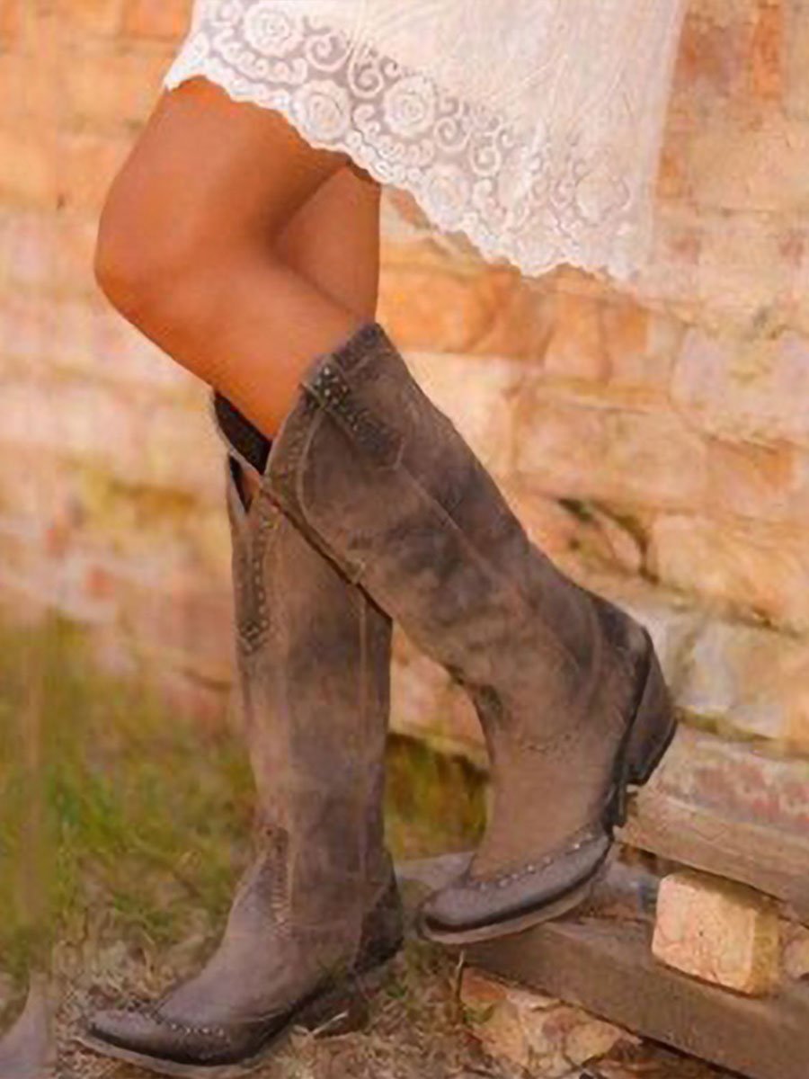 Women's Studded Knee High Western Cowboy Boots for Work – view 4