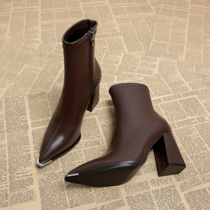 Women's Chunky-Knit Heel Side-Zip Booties – Burgundy