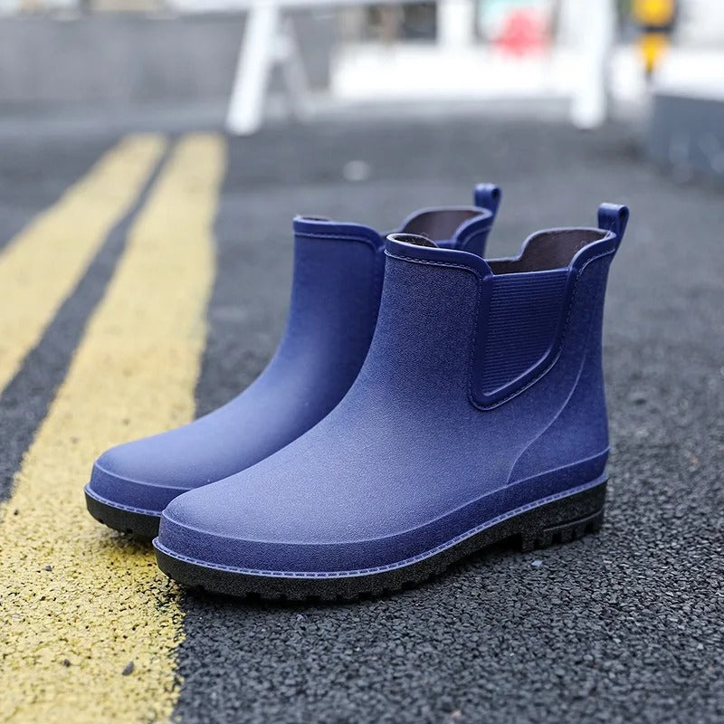 Women's Narrow-Cut Weatherproof Chelsea Platform-Sole Rain Boots – Blue