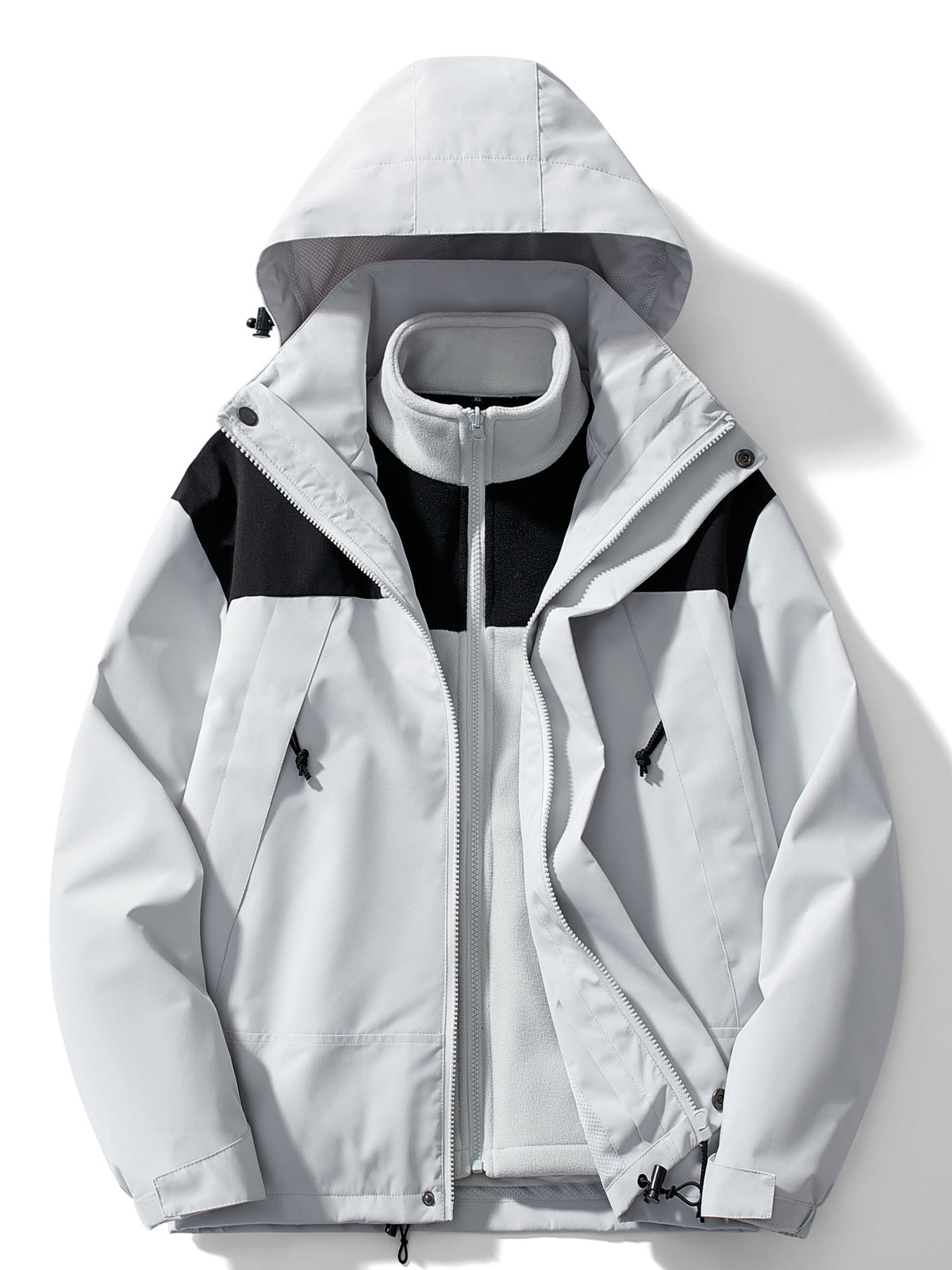 Men's 3-In-1 Hood-Detail Jacket with Removable Inner Layer – Light Gray