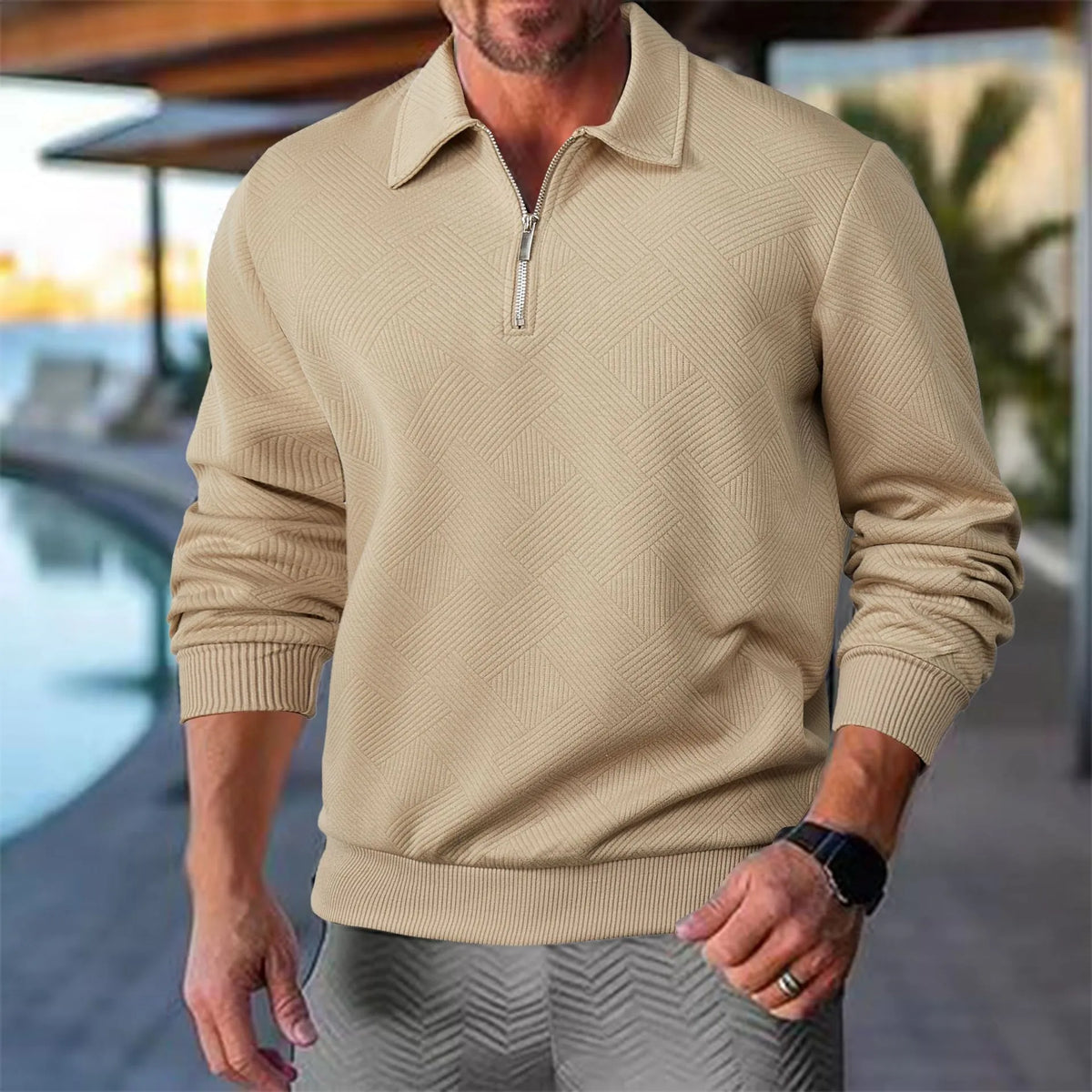Men's Textured Half-Zip Sweatshirt for Work – view 1