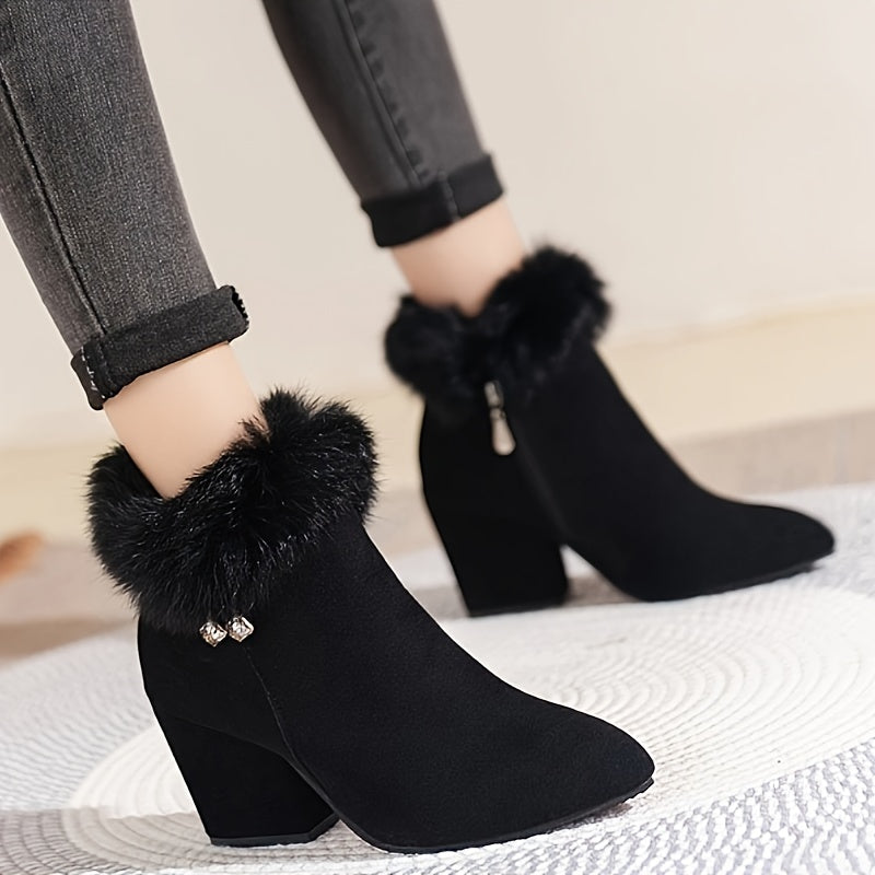 Women's Plush-Trim Pointed-Toe Booties – view 3