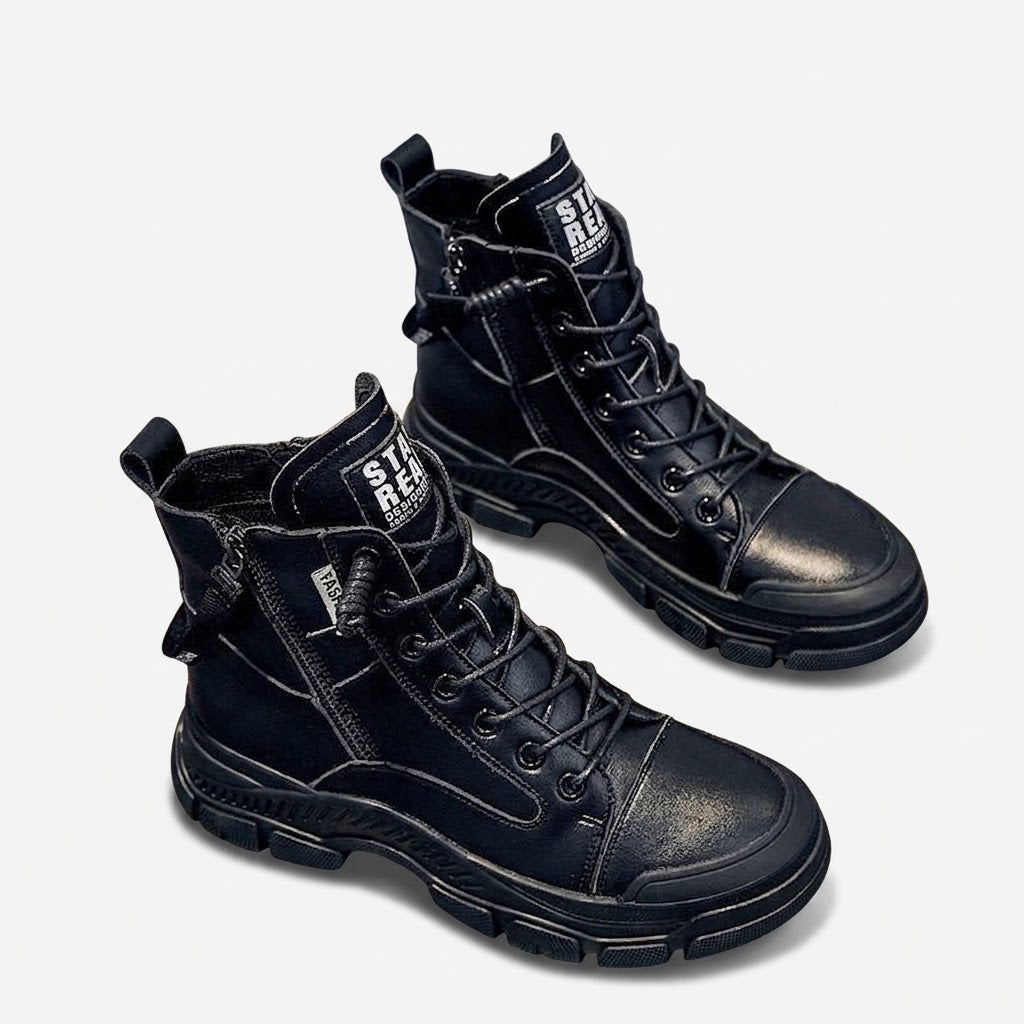 Women's High-Top Side-Zip Sneaker Boots for Weekends – Black