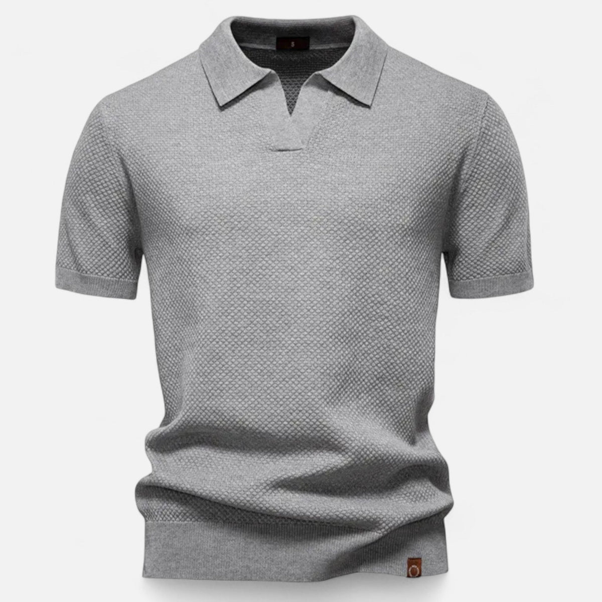 Men's Wool Pineapple Polo Shirt for Evening Wear – Light Gray
